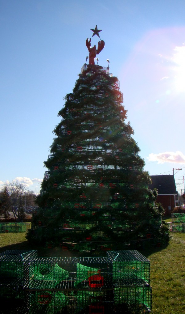 lobster trap christmas trees spur friendly competition between towns christmas in maine