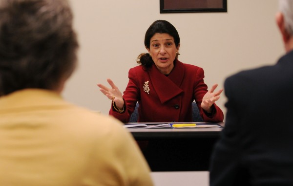 Jean Bridges, Child Develpoment Director at Penquis (left) and Charlie Newton, CEO of Penquis (right), listens as Sen. Olympia Snowe talks about LIHEAP cuts. Jean Bridges, Child Develpoment Director at Penquis (left) and Charlie Newton, CEO of Penquis (right), listens as Sen. Olympia Snowe talks about LIHEAP cuts.