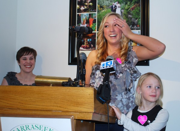 Laura Plaisted of Kennebunkport reacts after being named the winner of the Real Maine Wedding of the Year contest in April 2011. Also pictured are Melanie Brooks of Real Maine Weddings Magazine and Laura's niece Savahana. Laura Plaisted of Kennebunkport reacts after being named the winner of the Real Maine Wedding of the Year contest in April 2011. Also pictured are Melanie Brooks of Real Maine Weddings Magazine and Laura's niece Savahana.