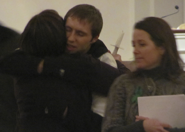 Justin DiPietro, father of Ayla Reynolds, embraces Danielle Bartz, who organized a candlelight vigil for Ayla on Tuesday, Jan. 17, 2012. Justin DiPietro, father of Ayla Reynolds, embraces Danielle Bartz, who organized a candlelight vigil for Ayla on Tuesday, Jan. 17, 2012.