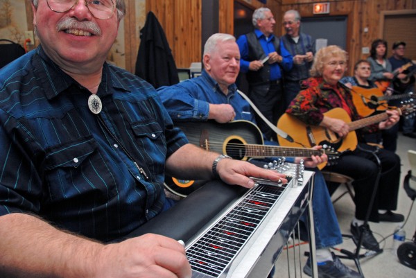 Ron Riens of Glenburn smiles as he plays during a Knights of Columbus Music Jam at the Knights' hall in Lincoln on Wednesday, Jan. 25, 2012. Held on alternate Wednesday nights, the events usually draw a few hundred people. Ron Riens of Glenburn smiles as he plays during a Knights of Columbus Music Jam at the Knights' hall in Lincoln on Wednesday, Jan. 25, 2012. Held on alternate Wednesday nights, the events usually draw a few hundred people.