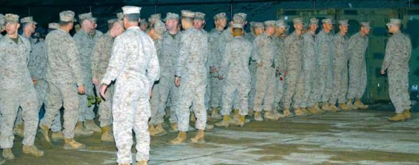 Marines returning from Afghanistan stand in formation for one final muster before being dismissed to return home to their families at the former Brunswick Naval Air Station on Wednesday, Feb. 22, 2012. Marines returning from Afghanistan stand in formation for one final muster before being dismissed to return home to their families at the former Brunswick Naval Air Station on Wednesday, Feb. 22, 2012.