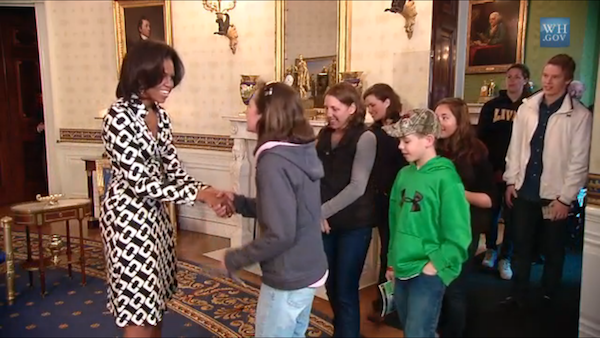 Michelle Obama meets the Benner family, of Cushing, Maine, in the White House. Michelle Obama meets the Benner family, of Cushing, Maine, in the White House.