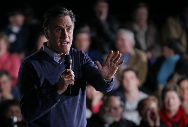 Republican presidential candidate Mitt Romney responds to a heckler during a campaign stop Friday, Feb. 10, 2012, in Portland, Maine. Republican presidential candidate Mitt Romney responds to a heckler during a campaign stop Friday, Feb. 10, 2012, in Portland, Maine.