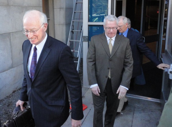Attorney Peter DeTroy leads his client, former Maine Turnpike Authority executive director Paul Violette, from the Cumberland County Courthouse on Thursday afternoon, Feb. 9, 2012. Violette had just pleaded guilty to theft from his former employer. Attorney Peter DeTroy leads his client, former Maine Turnpike Authority executive director Paul Violette, from the Cumberland County Courthouse on Thursday afternoon, Feb. 9, 2012. Violette had just pleaded guilty to theft from his former employer.