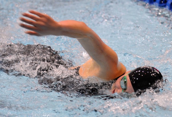 Bangor High School's Jamie Hunsaker competes in the 200 yard freestyle during the girls Class A State Swimming and Diving Championships at the University of Main in Orono Monday afternoon. Hunsaker finished second with the time of 1:59.62. Bangor High School's Jamie Hunsaker competes in the 200 yard freestyle during the girls Class A State Swimming and Diving Championships at the University of Main in Orono Monday afternoon. Hunsaker finished second with the time of 1:59.62.