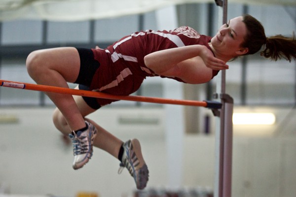 Bangor High School senior Deanne Krapf attempts a high jump in an early round at the Maine Class A Indoor Track State Meet in Gorham Monday, Feb. 20, 2012. Bangor High School senior Deanne Krapf attempts a high jump in an early round at the Maine Class A Indoor Track State Meet in Gorham Monday, Feb. 20, 2012.