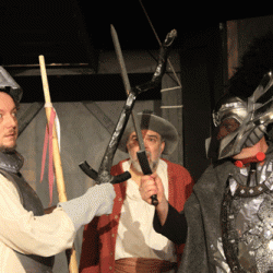 Robin Jones, Michael Reichgott and Tim Pugliese in New Surry Theatre's "The Man of La Mancha." Robin Jones, Michael Reichgott and Tim Pugliese in New Surry Theatre's "The Man of La Mancha."