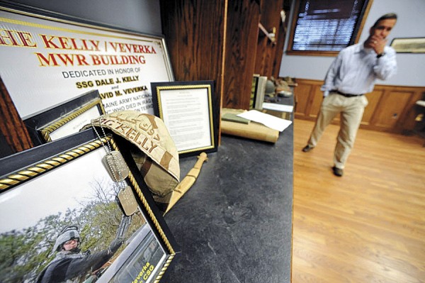 Displayed in the new Infantry Memorial Room at the Brewer Armory are memorabilia recalling two Maine Army Guardsmen killed in Iraq on May 6, 2006. Bangor resident Darryl Lyon (background), who was their commander, is a director of the Maine Infantry Foundation, which has established a charitable arm to assist Maine infantrymen and their families. Displayed in the new Infantry Memorial Room at the Brewer Armory are memorabilia recalling two Maine Army Guardsmen killed in Iraq on May 6, 2006. Bangor resident Darryl Lyon (background), who was their commander, is a director of the Maine Infantry Foundation, which has established a charitable arm to assist Maine infantrymen and their families.
