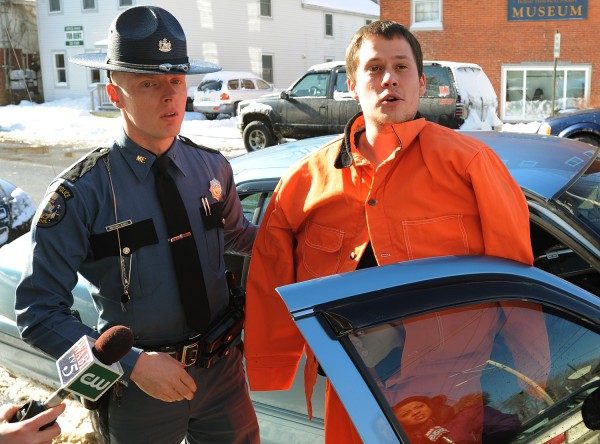 Daniel Porter shouts out to supporters "It's good to see you!" as he is escorted from a state police car by Trooper Jonathan Russell for his initial appearance at Belfast Superior Court in connection with the death of Florida firefighter Jerry Perdomo. Daniel Porter shouts out to supporters "It's good to see you!" as he is escorted from a state police car by Trooper Jonathan Russell for his initial appearance at Belfast Superior Court in connection with the death of Florida firefighter Jerry Perdomo.