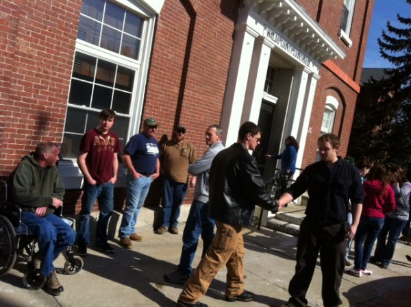 Supporters of Daniel Porter, who is accused of murdering Florida firefighter Jerry Perdomo, gather outside the Belfast courthouse on Thursday. Supporters of Daniel Porter, who is accused of murdering Florida firefighter Jerry Perdomo, gather outside the Belfast courthouse on Thursday.