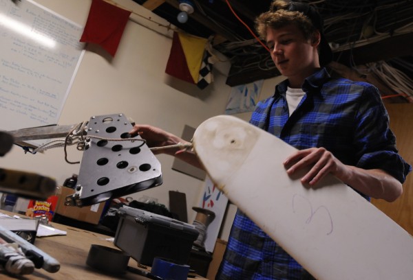 Robin Lewis, 17, senior instructor at the The Apprenticeshop in Rockland, disassembles sailboat rudders to be rebuilt prior to this year's sailing season. Robin Lewis, 17, senior instructor at the The Apprenticeshop in Rockland, disassembles sailboat rudders to be rebuilt prior to this year's sailing season.