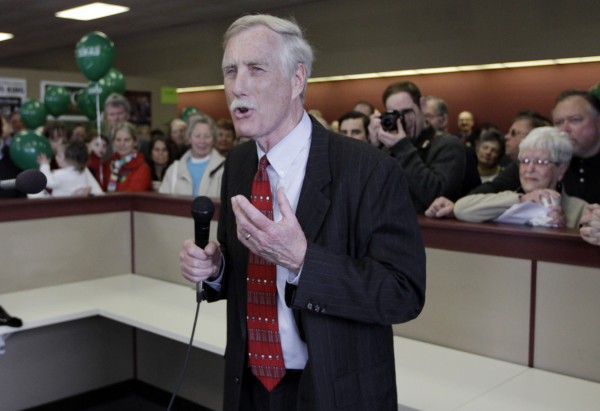 Angus King, independent candidate for the U. S. Senate, speaks to supporters as he officially opens his campaign office in Brunswick, Maine. Angus King, independent candidate for the U. S. Senate, speaks to supporters as he officially opens his campaign office in Brunswick, Maine.