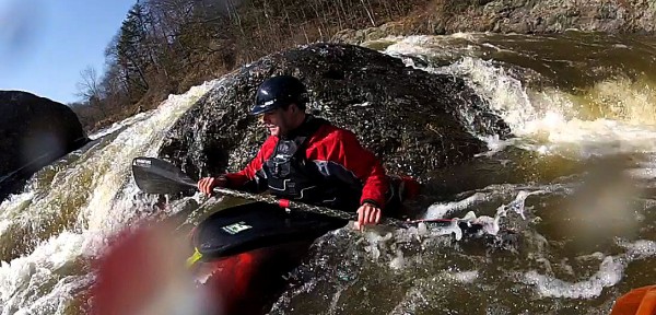Nicholas Wood waits in the eddy formed behind a boulder at the rapid paddlers refer to as "the corner" below the Valley Avenue Bridge drop on the Kenduskeag Stream. The stream iced out unusually early making this March 13th run possible. Nicholas Wood waits in the eddy formed behind a boulder at the rapid paddlers refer to as "the corner" below the Valley Avenue Bridge drop on the Kenduskeag Stream. The stream iced out unusually early making this March 13th run possible.