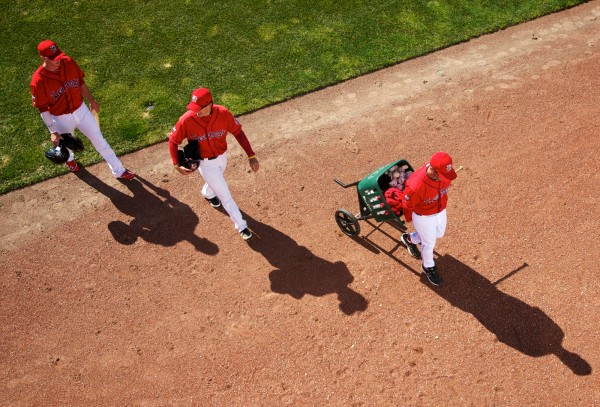 A trio of Portland Sea Dogs players make their way to the clubhouse after working out on the field Tuesday, April 3, 2012. The Dogs Double-A affiliates of the Boston Red Sox open their season Thursday against the Phillies in Reading, Penn. Their first home game is April 12, when they face the Binghamton Mets. A trio of Portland Sea Dogs players make their way to the clubhouse after working out on the field Tuesday, April 3, 2012. The Dogs Double-A affiliates of the Boston Red Sox open their season Thursday against the Phillies in Reading, Penn. Their first home game is April 12, when they face the Binghamton Mets.