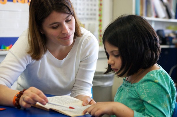 West Bath Elementary School second-grade teacher Ida Beal works on reading and comprehension with Autumn Nickerson, 7, Thursday, April 12, 2012. West Bath Elementary School second-grade teacher Ida Beal works on reading and comprehension with Autumn Nickerson, 7, Thursday, April 12, 2012.