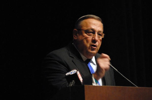 Gov. Paul LePage speaks at the Family Business Forum at Husson University's Gracie Theater Thursday morning. Gov. Paul LePage speaks at the Family Business Forum at Husson University's Gracie Theater Thursday morning.