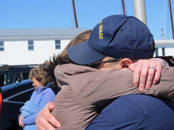 Thunder Bay's commander Jerry Smith hugs his wife Kathleen. Thunder Bay's commander Jerry Smith hugs his wife Kathleen.