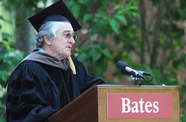 Actor Robert De Niro delivers his commencement speech Sunday morning at Bates College in Lewiston, Maine, Sunday, May 27, 2012. Actor Robert De Niro delivers his commencement speech Sunday morning at Bates College in Lewiston, Maine, Sunday, May 27, 2012.