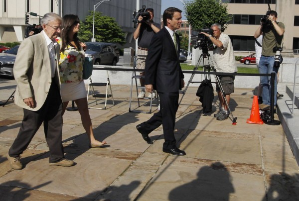 Former Sen. John Edwards, right, leads his father Wallace Edwards and daughter Cate Edwards into the Federal Courthouse in Greensboro, N.C. Wednesday, May 2, 2012. Edwards is accused of conspiring to secretly obtain more than $900,000 from two wealthy supporters to hide his extramarital affair with Rielle Hunter and her pregnancy from the media. He has pleaded not guilty to six charges related to violations of campaign-finance laws. Former Sen. John Edwards, right, leads his father Wallace Edwards and daughter Cate Edwards into the Federal Courthouse in Greensboro, N.C. Wednesday, May 2, 2012. Edwards is accused of conspiring to secretly obtain more than $900,000 from two wealthy supporters to hide his extramarital affair with Rielle Hunter and her pregnancy from the media. He has pleaded not guilty to six charges related to violations of campaign-finance laws.
