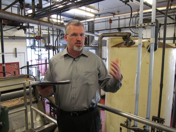 Jeff Shaw, plant manager for the AdvancePierre Foods facility on St. John Street, describes the company's on-site wastewater treatment equipment. The facility was the first stop Thursday morning, May 31, 2012, on a Portland city tour of sites tied to a looming $170 million sewer system overhaul. Jeff Shaw, plant manager for the AdvancePierre Foods facility on St. John Street, describes the company's on-site wastewater treatment equipment. The facility was the first stop Thursday morning, May 31, 2012, on a Portland city tour of sites tied to a looming $170 million sewer system overhaul.