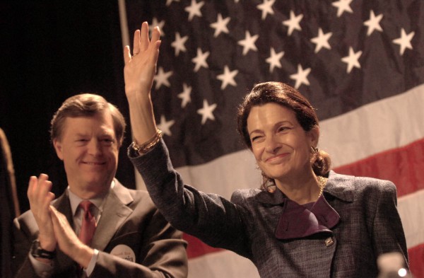 U.S. Sen. Olympia Snowe waves to her supporters after delivering her speech at the Maine GOP Convention Sunday afternoon at the Augusta Civic Center. Behind her is her husband, former Maine Gov. John McKernan. U.S. Sen. Olympia Snowe waves to her supporters after delivering her speech at the Maine GOP Convention Sunday afternoon at the Augusta Civic Center. Behind her is her husband, former Maine Gov. John McKernan.