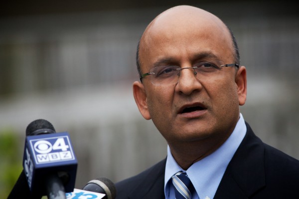 Nitin Nohria, dean of Harvard Business School, speaks about Nathan Bihlmaier, whose body was pulled from Portland Harbor, near Customs House Wharf, just before noon Tuesday, May 22, 2012. Nitin Nohria, dean of Harvard Business School, speaks about Nathan Bihlmaier, whose body was pulled from Portland Harbor, near Customs House Wharf, just before noon Tuesday, May 22, 2012.