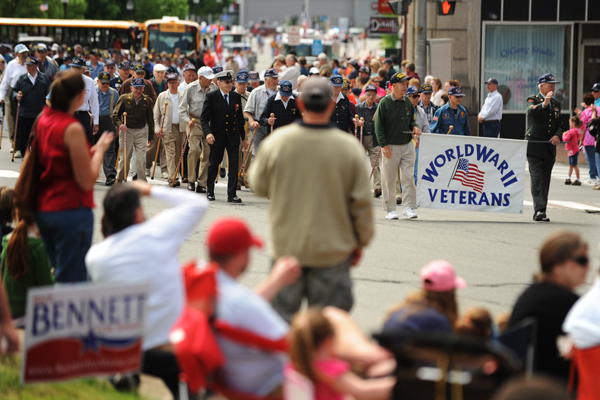 World War II veterans parade near the intersection of State and Exchange streets in Bangor on Monday, May 28, 2012, Memorial Day. World War II veterans parade near the intersection of State and Exchange streets in Bangor on Monday, May 28, 2012, Memorial Day.
