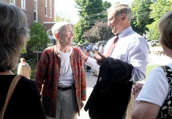 Theodora J. Kalikow talks with people during a community celebration at the Emery Arts Center in Farmington on Thursday. Kalikow is retiring after 18 years as president of the University of Maine at Farmington. Theodora J. Kalikow talks with people during a community celebration at the Emery Arts Center in Farmington on Thursday. Kalikow is retiring after 18 years as president of the University of Maine at Farmington.
