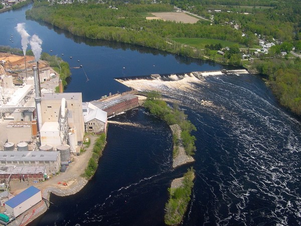 The soon-to-be-removed Great Works Dam on the Penobscot River in Old Town is adjacent to the Old Town Fuel and Fiber facility, seen on left. Photographed late May 2012. The soon-to-be-removed Great Works Dam on the Penobscot River in Old Town is adjacent to the Old Town Fuel and Fiber facility, seen on left. Photographed late May 2012.