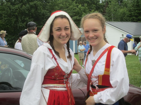 People of all ages dress in traditional Swedish clothing for the 2012 New Sweden Midsummer Festival. People of all ages dress in traditional Swedish clothing for the 2012 New Sweden Midsummer Festival.
