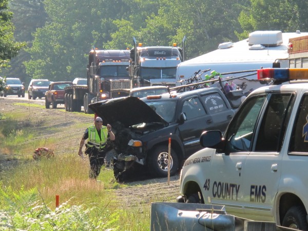 A driver was killed Friday evening when his car collided head-on with a truck pulling a camper on Route 3 in Ellsworth. Witnesses say the car crossed the centerline several times before crashing into the truck. A driver was killed Friday evening when his car collided head-on with a truck pulling a camper on Route 3 in Ellsworth. Witnesses say the car crossed the centerline several times before crashing into the truck.