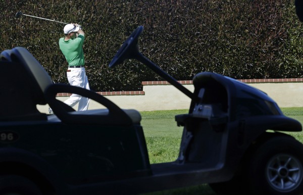 Casey Martin hits a drive on the first hole during a practice round for the U.S. Open Championship golf tournament Monday, June 11, 2012, in San Francisco. Casey Martin hits a drive on the first hole during a practice round for the U.S. Open Championship golf tournament Monday, June 11, 2012, in San Francisco.
