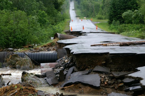 Damage is shown on the Waters Road in Patten from steady rain that began on Sunday. Flood warnings, watches or hazardous weather advisories were in effect for the state Tuesday, June 26, 2012, as some areas picked up more than eight inches of rain since the storm began. Damage is shown on the Waters Road in Patten from steady rain that began on Sunday. Flood warnings, watches or hazardous weather advisories were in effect for the state Tuesday, June 26, 2012, as some areas picked up more than eight inches of rain since the storm began.