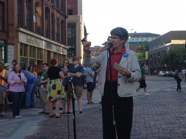 Dale McCormick speaks in Monument Square at the Dyke March in Portland on Friday, June 15, 2012. Dale McCormick speaks in Monument Square at the Dyke March in Portland on Friday, June 15, 2012.