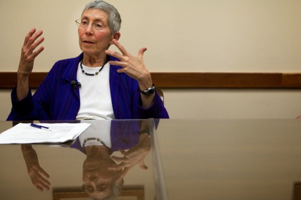Theo Kalikow speaks with the press in Portland on Tuesday, July 10, 2012, her first day as the new president of the University of Southern Maine. Theo Kalikow speaks with the press in Portland on Tuesday, July 10, 2012, her first day as the new president of the University of Southern Maine.