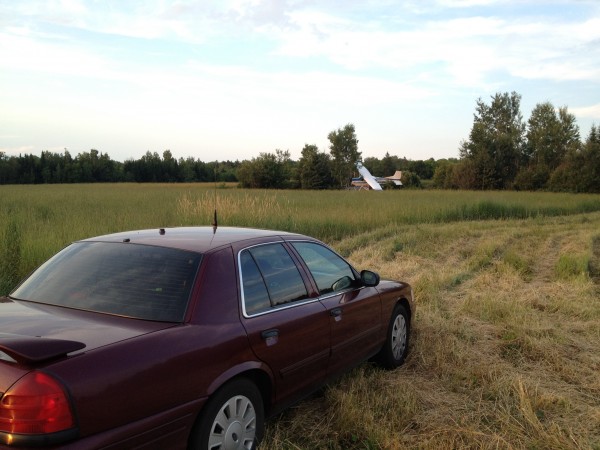 Pilot Patrick Driscoll of Ashland walked away from this crash Sunday evening in Mapleton when the single engine on his Cessna A185F failed. There was damage to a pontoon, fuselage, propeller and right wing. Pilot Patrick Driscoll of Ashland walked away from this crash Sunday evening in Mapleton when the single engine on his Cessna A185F failed. There was damage to a pontoon, fuselage, propeller and right wing.