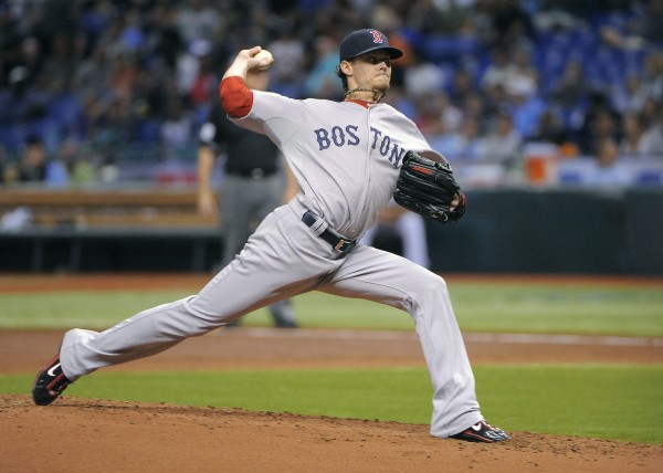 Boston Red Sox starting pitcher Clay Buchholz delivers to the Tampa Bay Rays during the first inning of a baseball game Saturday, July 14, 2012, in St. Petersburg, Fla. The Rays won 5-3. Boston Red Sox starting pitcher Clay Buchholz delivers to the Tampa Bay Rays during the first inning of a baseball game Saturday, July 14, 2012, in St. Petersburg, Fla. The Rays won 5-3.