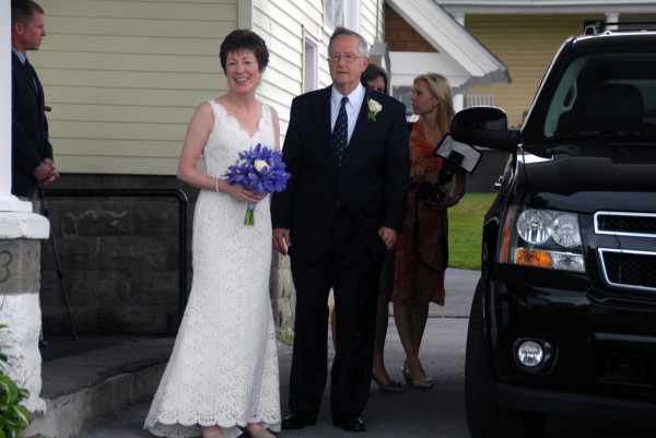 U.S. Sen. Susan Collins smiles as she stands with her husband, Thomas A. Daffron, outside Gray Memorial United Methodist Church in Caribou shortly after they were married on Saturday, Aug. 11, 2012. U.S. Sen. Susan Collins smiles as she stands with her husband, Thomas A. Daffron, outside Gray Memorial United Methodist Church in Caribou shortly after they were married on Saturday, Aug. 11, 2012.