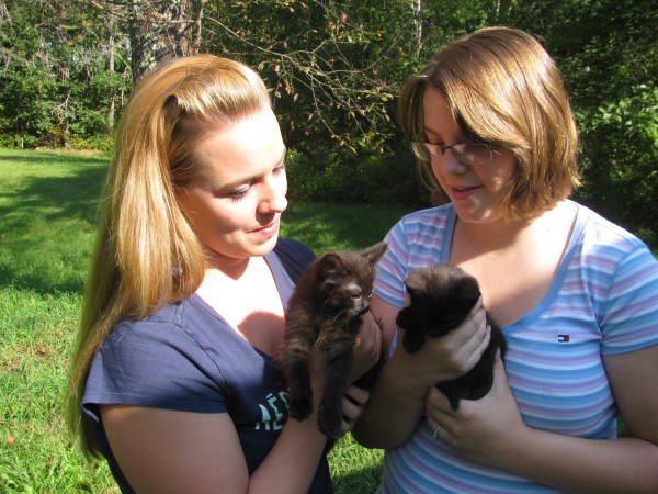 Misti Blair (left) and Amber Springer, both of Belfast, rescued these two kittens on Saturday from a burlap bag abandoned on the side of the Back Belmont Road. Misti Blair (left) and Amber Springer, both of Belfast, rescued these two kittens on Saturday from a burlap bag abandoned on the side of the Back Belmont Road.