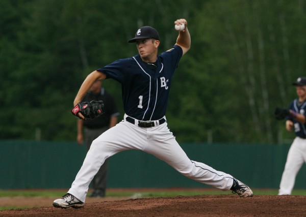 Bangor Comrades' Curtis Worcester pitches during the first inning against Gardiner during the state American Legion Tournament on Wednesday, Aug. 1, 2012 at the Ballpark in Old Orchard Beach. Bangor Comrades' Curtis Worcester pitches during the first inning against Gardiner during the state American Legion Tournament on Wednesday, Aug. 1, 2012 at the Ballpark in Old Orchard Beach.