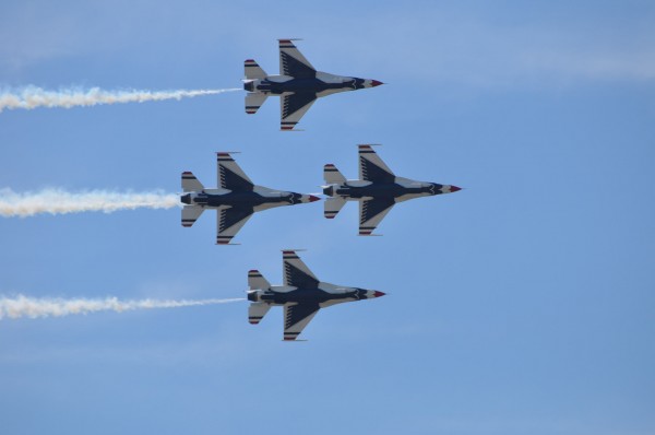Thunderbirds practice for the Great State of Maine Air Show in Brunswick on Friday, Aug. 24, 2012. The air show, organized by civilian operators of the Brunswick Naval Air Station, got under way with a full day of flying Saturday, Aug. 25, 2012 at Brunswick Executive Airport. Thunderbirds practice for the Great State of Maine Air Show in Brunswick on Friday, Aug. 24, 2012. The air show, organized by civilian operators of the Brunswick Naval Air Station, got under way with a full day of flying Saturday, Aug. 25, 2012 at Brunswick Executive Airport.