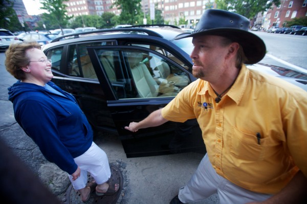 Don Saccone of Valet4ME opens the door for Mandy Houston outside Zapoteca restaurant in Portland Thursday, August 2, 2012, after retrieving her car. Don Saccone of Valet4ME opens the door for Mandy Houston outside Zapoteca restaurant in Portland Thursday, August 2, 2012, after retrieving her car.