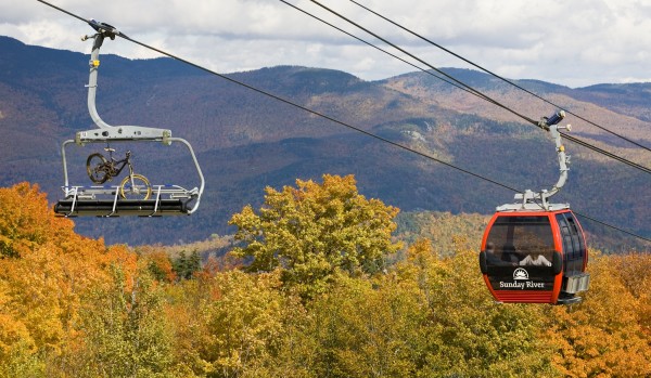 Sunday River's Chondola runs during summer and fall for mountain biking and scenic lift rides. Sunday River's Chondola runs during summer and fall for mountain biking and scenic lift rides.