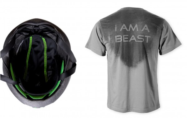 From left, SweatHawg ($20), a moisture-absorbing bike helment created by Oregon cyclist John Rahm, and ViewSPORT shirts ($25 and up) that display hidden messages when you soak through them. From left, SweatHawg ($20), a moisture-absorbing bike helment created by Oregon cyclist John Rahm, and ViewSPORT shirts ($25 and up) that display hidden messages when you soak through them.