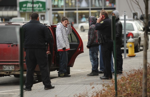 Bangor police remove a handgun from a vehicle after a youth displayed an empty holster and made threats to other youths outside the Penobscot Judicial Center in Bangor in December 2011 after Zachary Carr was sentenced to 35 years in prison in the shooting death of John Bobby Surles. Bangor police remove a handgun from a vehicle after a youth displayed an empty holster and made threats to other youths outside the Penobscot Judicial Center in Bangor in December 2011 after Zachary Carr was sentenced to 35 years in prison in the shooting death of John Bobby Surles.