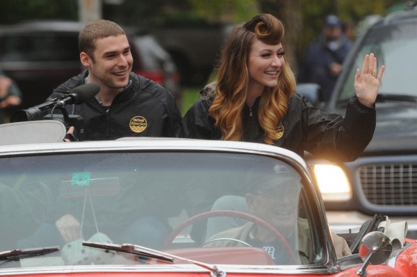 The pop duo of Amy Heidemann (right) and Nick Noonan (left), also known as Karmin, ride in a car during the Old Town Riverfest parade on Saturday, Sept. 29, 2012. The pop duo of Amy Heidemann (right) and Nick Noonan (left), also known as Karmin, ride in a car during the Old Town Riverfest parade on Saturday, Sept. 29, 2012.