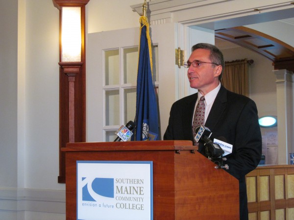 Southern Maine Community College President Ronald Cantor addresses the media Monday morning, Sept. 17, 2012, at the school's McKernan Hospitality Center to announce an agreement between SMCC and the University of Southern Maine to align the schools' tourism and hospitality programs. Southern Maine Community College President Ronald Cantor addresses the media Monday morning, Sept. 17, 2012, at the school's McKernan Hospitality Center to announce an agreement between SMCC and the University of Southern Maine to align the schools' tourism and hospitality programs.