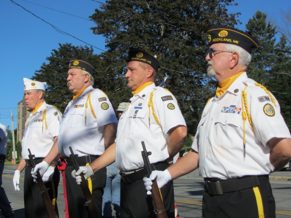 Members of the Winslow-Holbrook-Merritt post of the American Legion in Rockland prepare for a three-volley rifle salute at the memorial ceremony held Tuesday morning at the Rockland Fire Station to mark the 11th anniversary of the 9-11 attacks. Members of the Winslow-Holbrook-Merritt post of the American Legion in Rockland prepare for a three-volley rifle salute at the memorial ceremony held Tuesday morning at the Rockland Fire Station to mark the 11th anniversary of the 9-11 attacks.