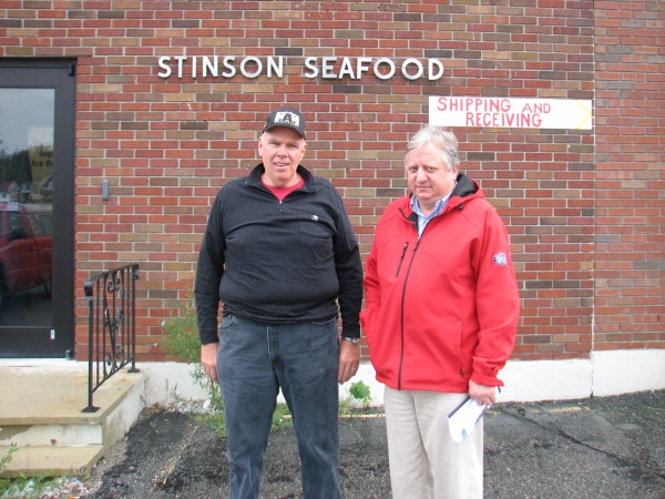 David Garbo (left) and Michael Tourkistas pose Wednesday, Sept. 26, 2012, outside the former Stinson Seafood plant in the Gouldsboro village of Prospect Harbor. The companies run by the two men, Garbo Lobster and East Coast Seafood, teamed up to come up with the winning bid of $900,000 for the plant, which was sold Wednesday in a foreclosure auction ordered by TD Bank. TD Bank foreclosed on the property after it determined that Live Lobster, which bought the plant in 2010 from Bumble Bee Foods, had not lived up to the terms of a loan agreement established between the bank and Live Lobster in 2008. David Garbo (left) and Michael Tourkistas pose Wednesday, Sept. 26, 2012, outside the former Stinson Seafood plant in the Gouldsboro village of Prospect Harbor. The companies run by the two men, Garbo Lobster and East Coast Seafood, teamed up to come up with the winning bid of $900,000 for the plant, which was sold Wednesday in a foreclosure auction ordered by TD Bank. TD Bank foreclosed on the property after it determined that Live Lobster, which bought the plant in 2010 from Bumble Bee Foods, had not lived up to the terms of a loan agreement established between the bank and Live Lobster in 2008.